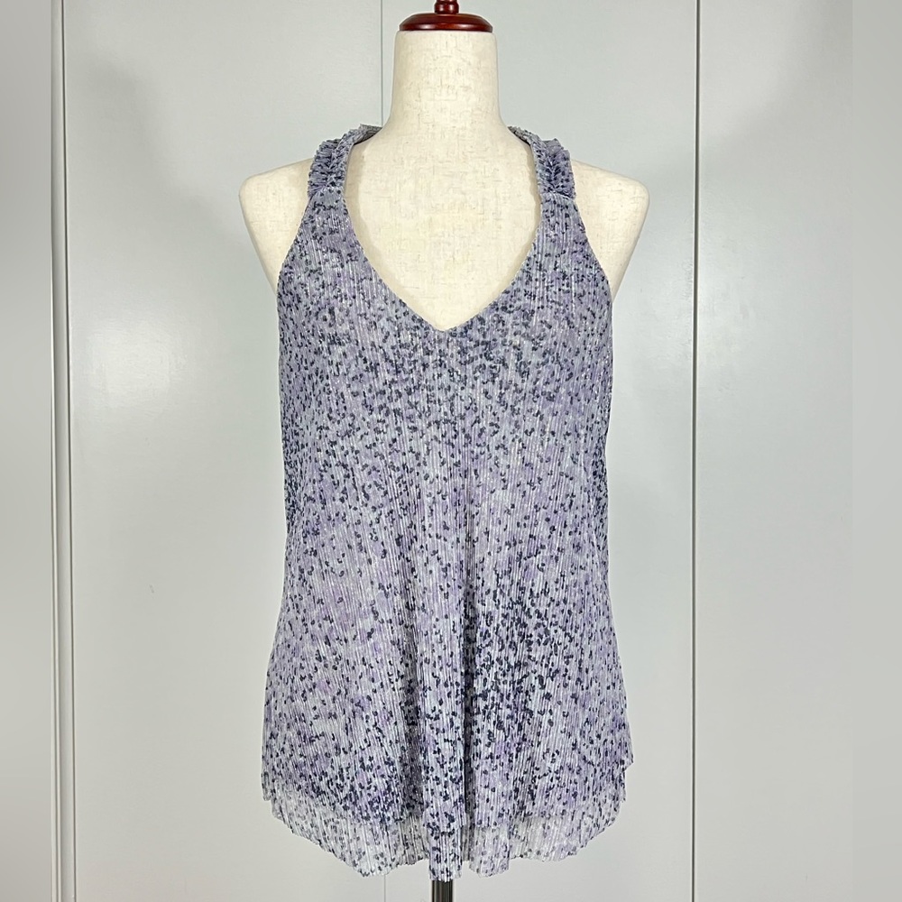 Anthropologie metallic blue tank top